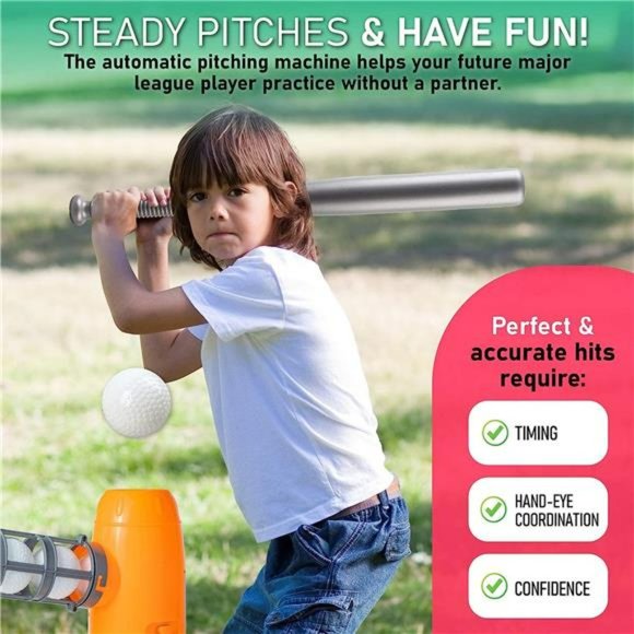 Kids Auto Baseball Pitching Machine Outdoor Toy Set - Training Equipment - Picture 3 of 6